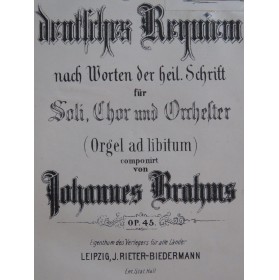 BRAHMS Johannes Ein Deutsches Requiem Chant Piano