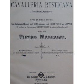MASCAGNI Pietro Cavalleria Rusticana Opéra allemand italien Chant Piano