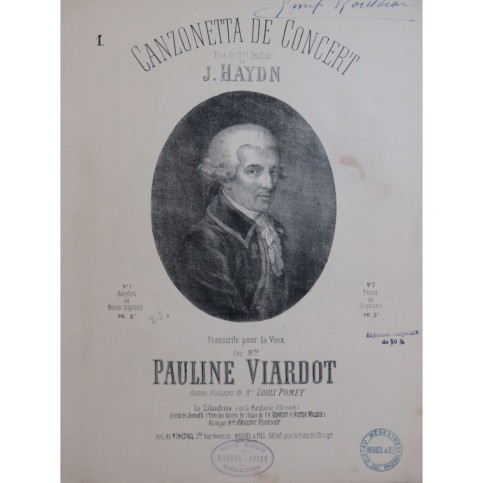 VIARDOT Pauline Canzonetta de Concert J. Haydn Chant Piano ca1880