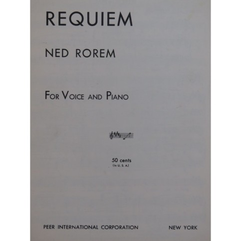 ROREM Ned Requiem Chant Piano 1950