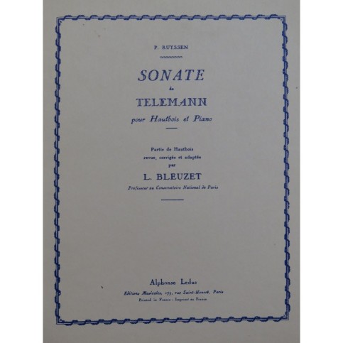 TELEMANN G. P. Sonate Piano Hautbois
