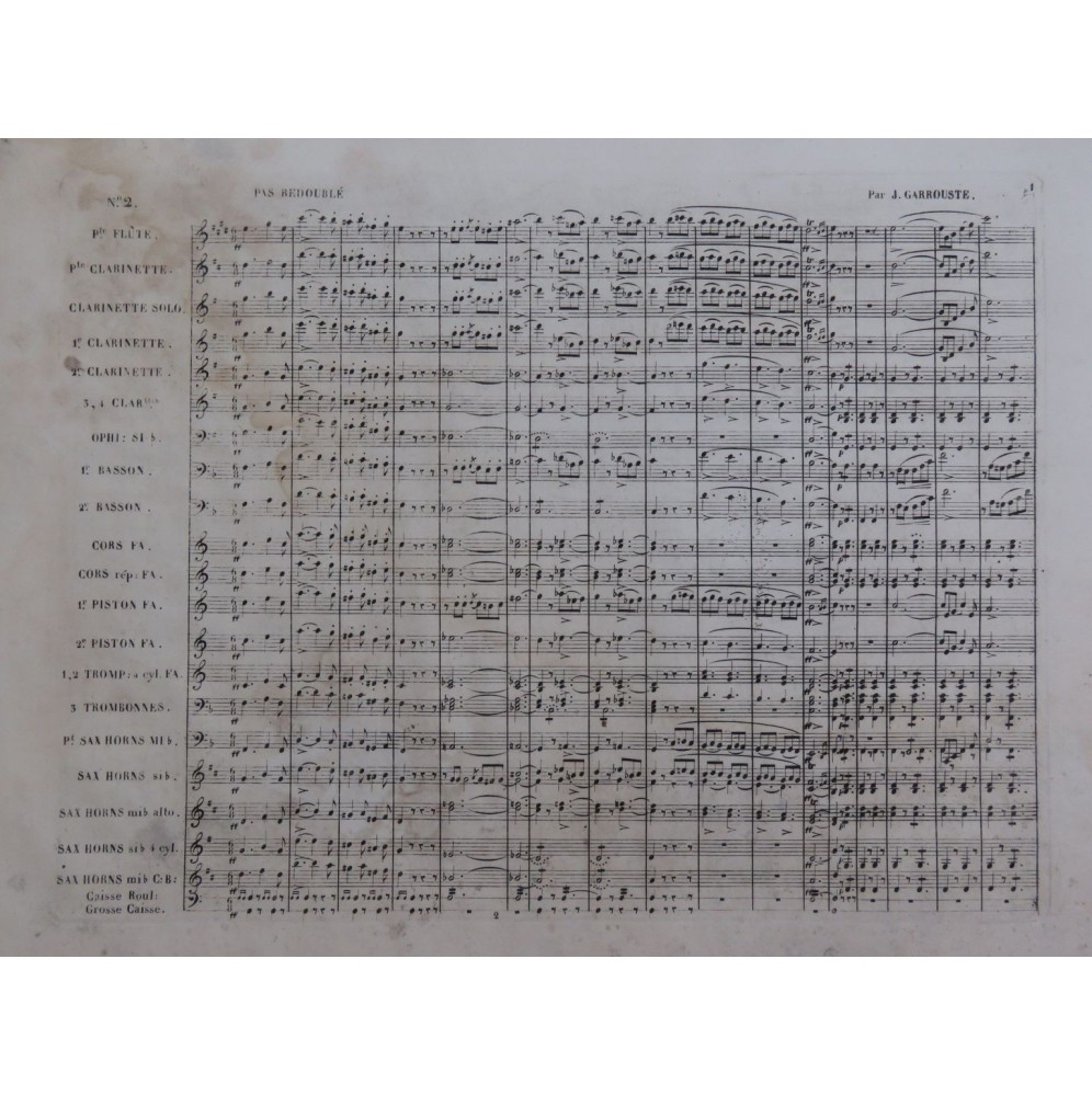 GARROUSTE J. Pas Redoublé Fanfare Orchestre XIXe