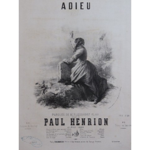 HENRION Paul Adieu Chant Piano 1856