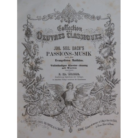 BACH J. S. Passion Matthaus Matthieu Chant Piano ca1858