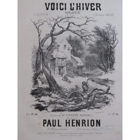 HENRION Paul Voici l'hiver Chant Piano ca1860