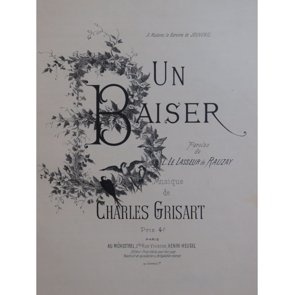 GRISART Charles Un Baiser Chant Piano 1902