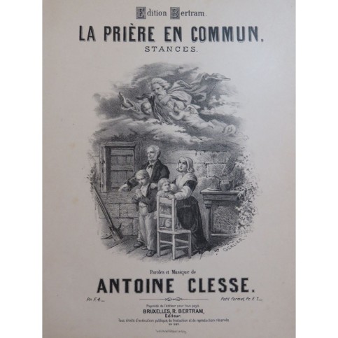 CLESSE Antoine La Prière en commun Chant Piano ca1890