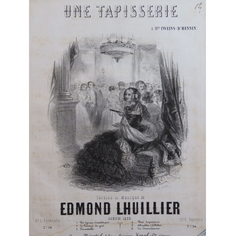 LHUILLIER Edmond Une Tapisserie Chant Piano 1855