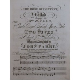 PARRY John The Rose of Content Chant Piano ca1820