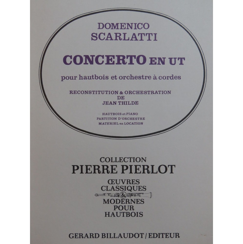 SCARLATTI Domenico Concerto en Ut Piano Hautbois 1981
