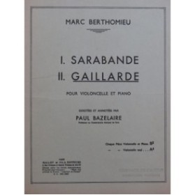 BERTHOMIEU Marc Gaillarde Piano Violoncelle