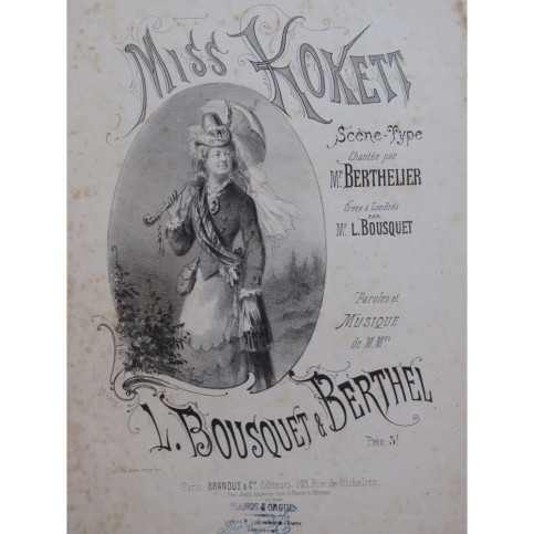 BOUSQUET BERTHEL Miss Kokett Scène Type Chant Piano 1877