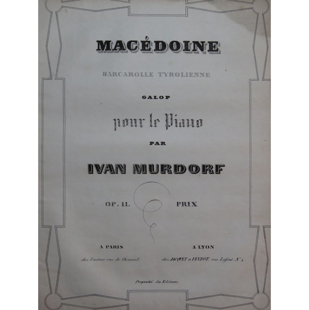 MURDORF Ivan Macédoine Piano XIXe siècle