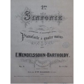 MENDELSSOHN Sinfonie No 1 op 11 Piano 4 mains 1834