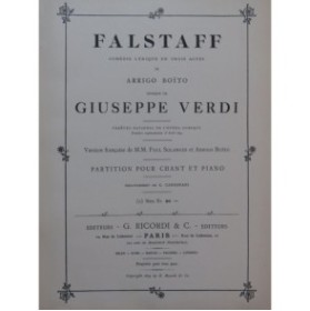 VERDI Giuseppe Falstaff Opéra Chant Piano 1894