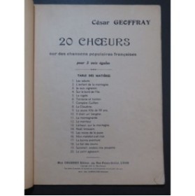 GEOFFRAY César 20 Choeurs sur des Chansons Populaires Françaises Chant 1936