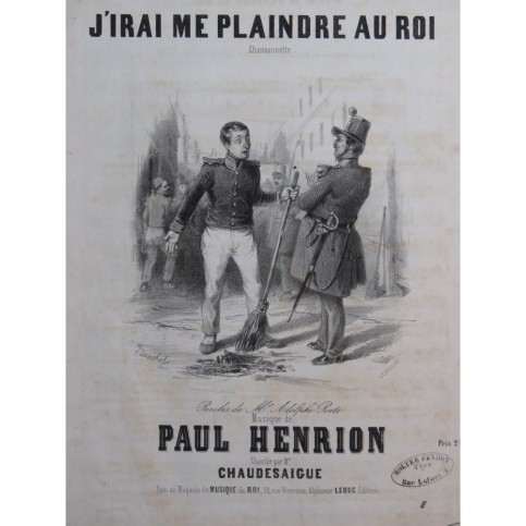 HENRION Paul J'irai me plaindre au Roi Chant Piano ca1845