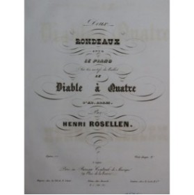 ROSELLEN Henri Rondo No 2 Op 77 sur Le Diable à quatre Piano ca1840