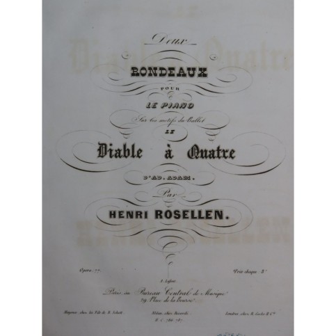 ROSELLEN Henri Rondo No 2 Op 77 sur Le Diable à quatre Piano ca1840