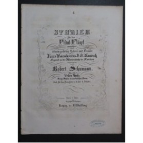 SCHUMANN Robert Sechs Stücke in Canonischer Form op 56 Piano ou Orgue 1845