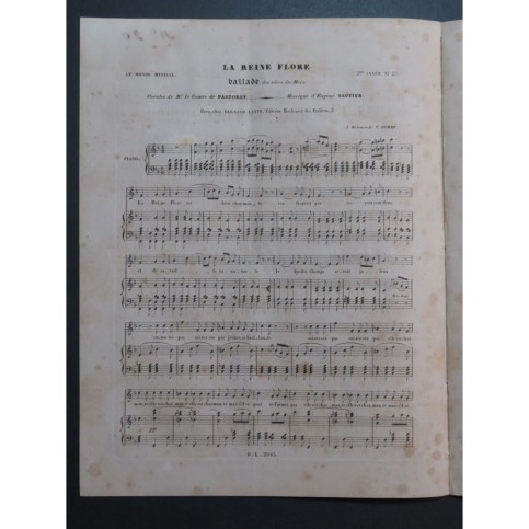 GAUTIER Eugène La Reine Flore Chant Piano ca1840