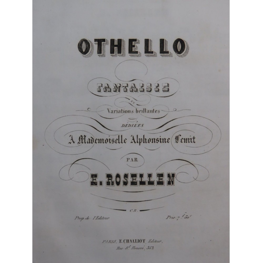 ROSELLEN Henri Othello Piano XIXe siècle