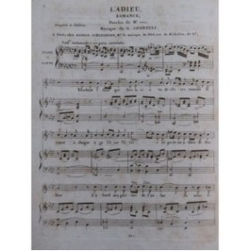 SPONTINI Gaspare L'Adieu Chant Piano ou Harpe ca1830