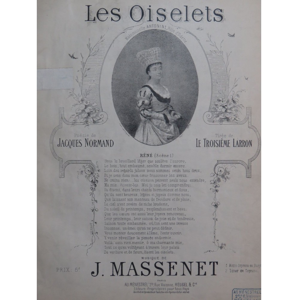 MASSENET Jules Les Oiselets Chant Piano 1898