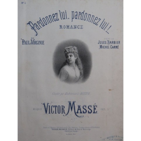 MASSÉ Victor Pardonnez lui Romance Chant Piano ca1876
