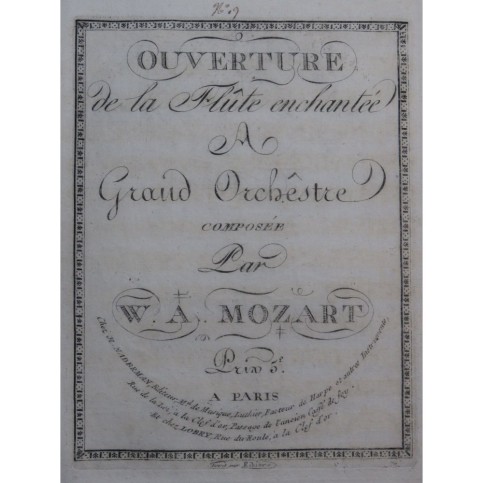 MOZART W. A. La Flûte Enchantée Ouverture Rondo op 85 Orchestre ca1800