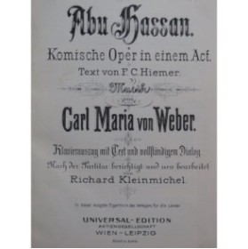 WEBER Abu-Hassan Opéra en allemand Chant Piano