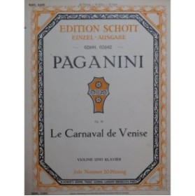 PAGANINI Niccolo Le Carnaval de Venise Violon Piano