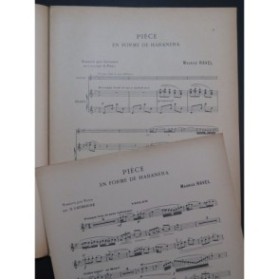 RAVEL Maurice Pièce en forme de habanera Violon Piano 1926